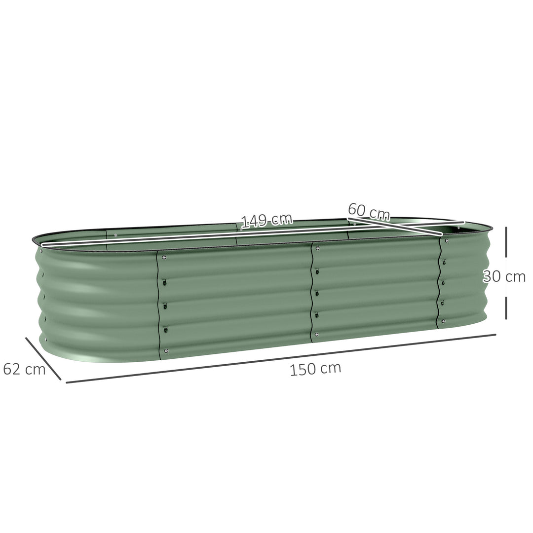Galvanised Raised Garden Bed, Metal Planter Box with Safety Edging, for Flowers, Herbs, Succulents, Pack of 2, Green