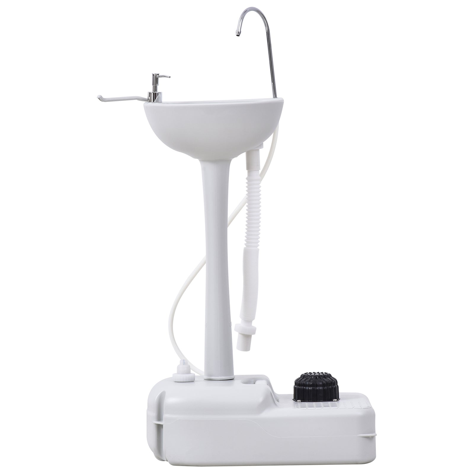Camping Portable Handwash Sink w/ Towel Holder & Soap Dispenser Rolling Wheels Outdoor Drainage Equipment