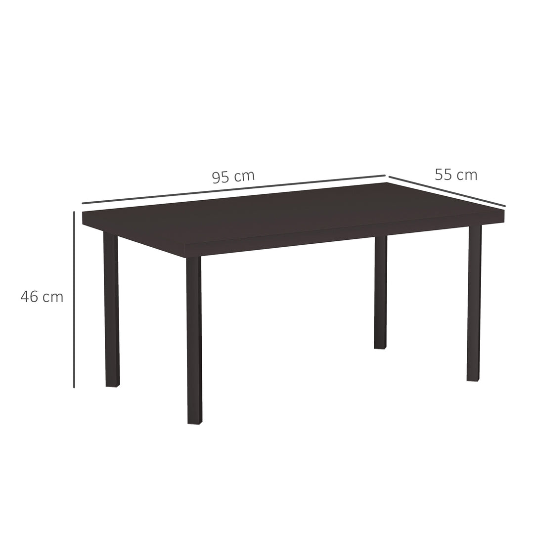 Metal Garden Coffee Table, Rectangular Outdoor Side Table with Woodgrain Tabletop, Foot Pads for Outside, Garden, Balcony, Porch, 95 x 55 x 46cm, Brown