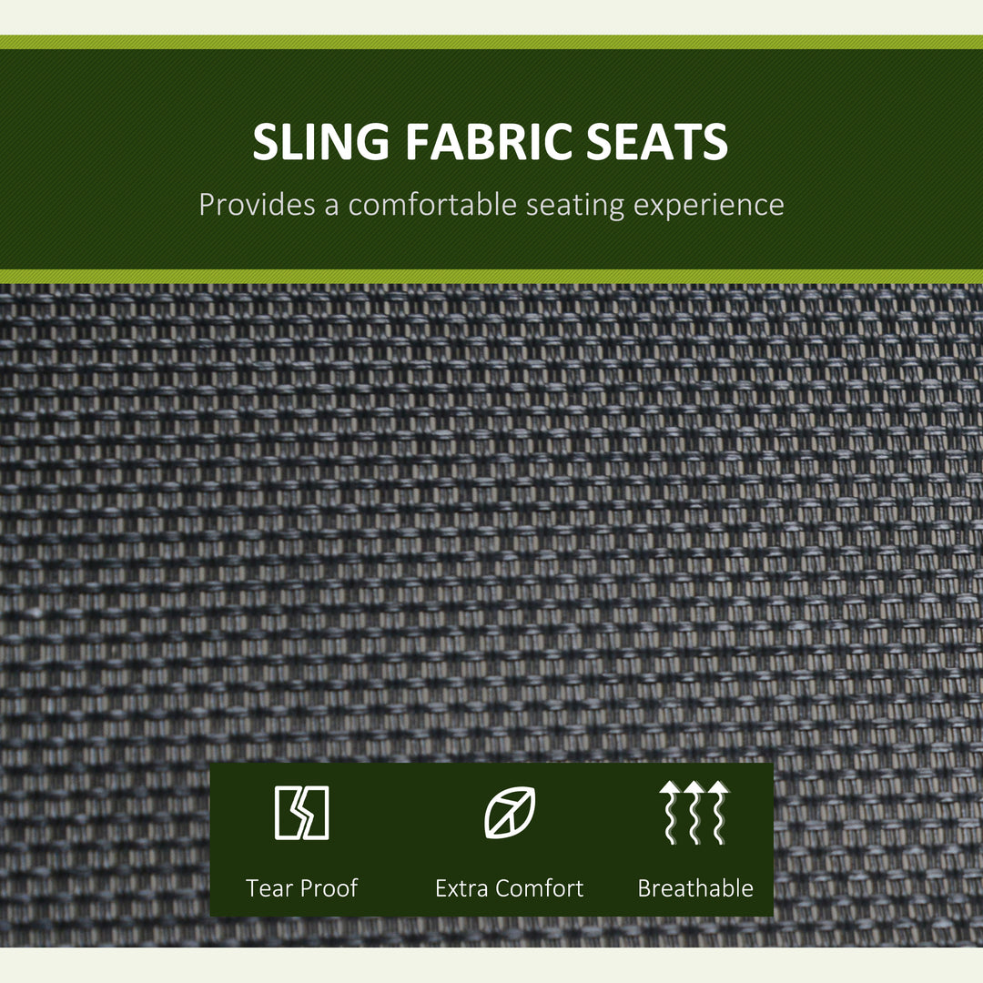 MCL Three Person Steel Outdoor Porch Swing Chair Bench with Canopy Cover - Black