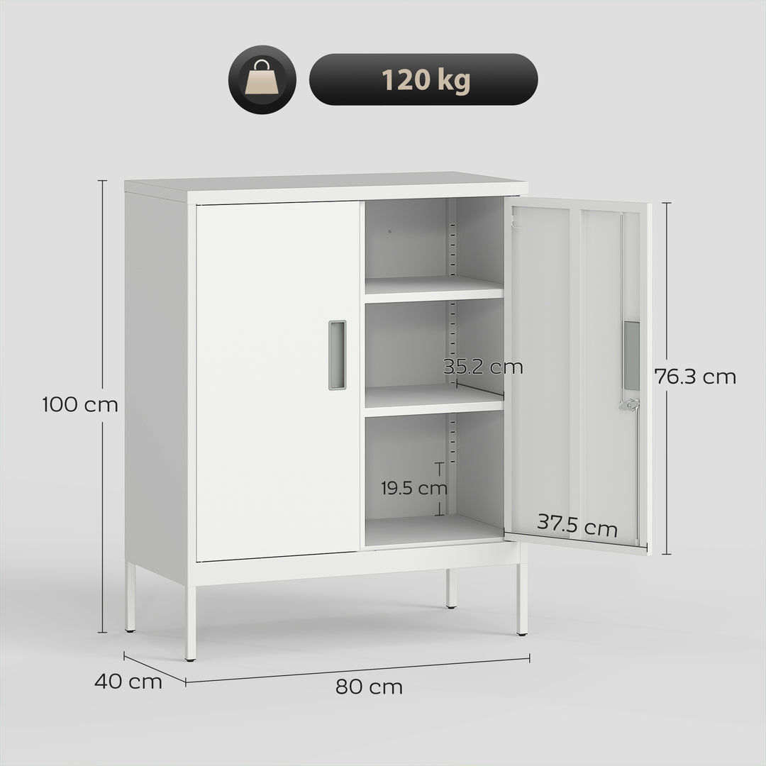Metal Storage Cabinet with Lock and Adjustable Shelves