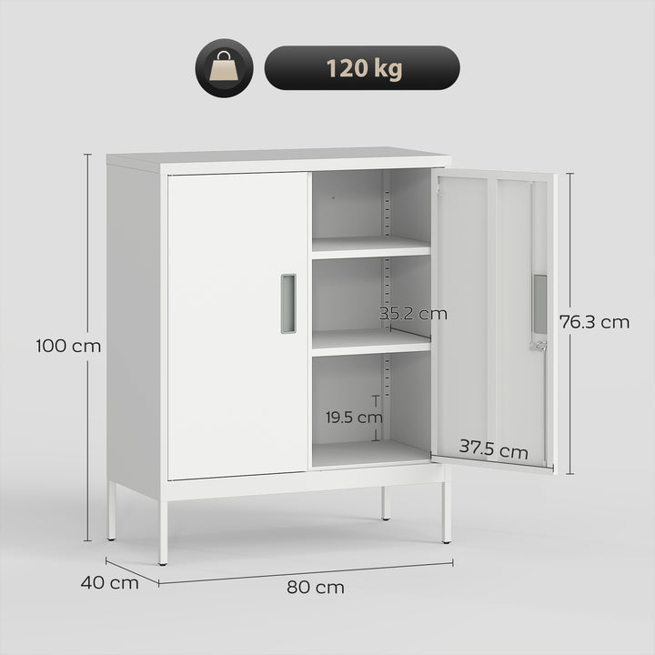 Metal Storage Cabinet with Lock and Adjustable Shelves