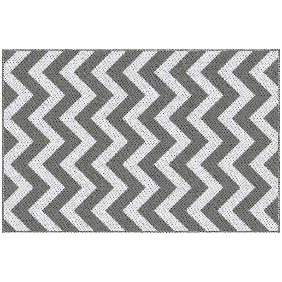 121 x 182 cm(4x6ft) Outdoor Rug Reversible Mat Plastic Straw Rug Portable RV Camping Mat for Garden Deck Picnic Indoor, Light Grey & White