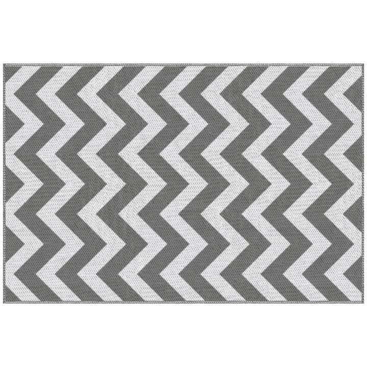 121 x 182 cm(4x6ft) Outdoor Rug Reversible Mat Plastic Straw Rug Portable RV Camping Mat for Garden Deck Picnic Indoor, Light Grey & White