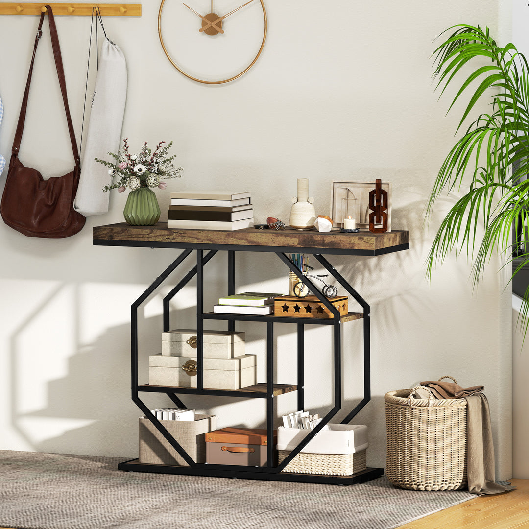 4-Tier Industrial Console Table