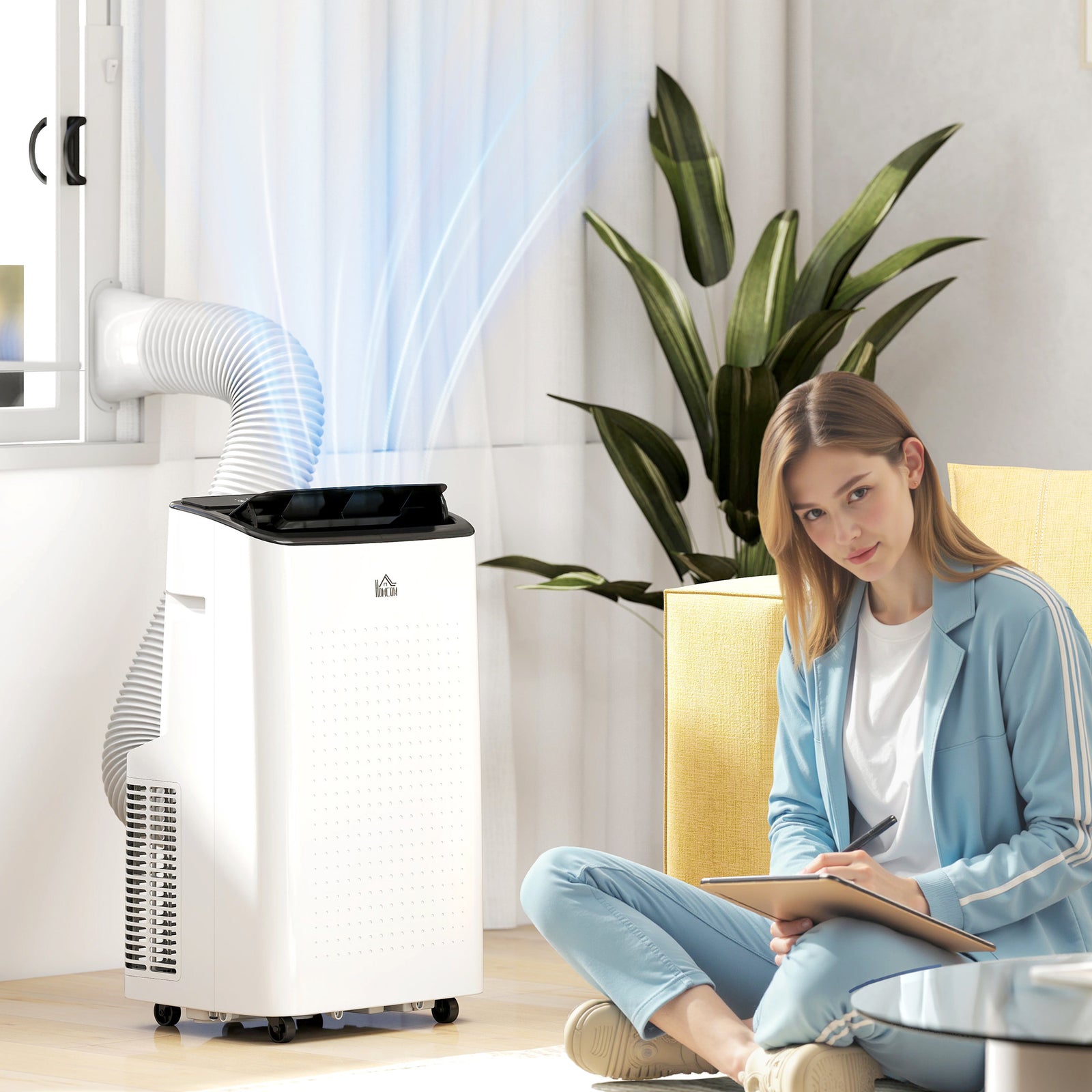 14000 BTU Mobile Air Conditioner for Room up to 35m², Smart Home WiFi Compatible, with Dehumidifier, Fan, 24H Timer