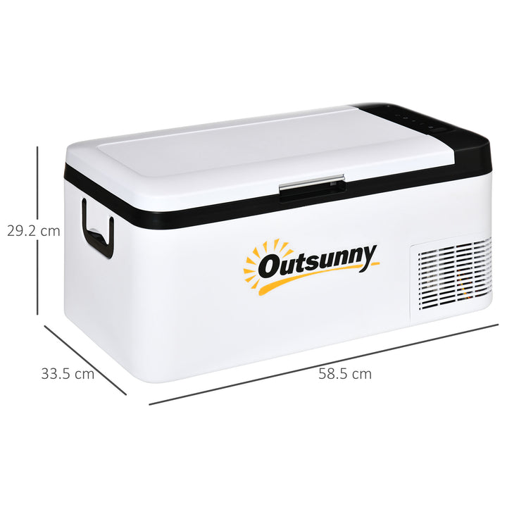 12V Car Refrigerator w/ LED Light & Foldable Handles, 18L Portable Compressor Cooler, Fridge Freezer with 12/24V DC and 110-240V AC for Campervan RV Boat Travel