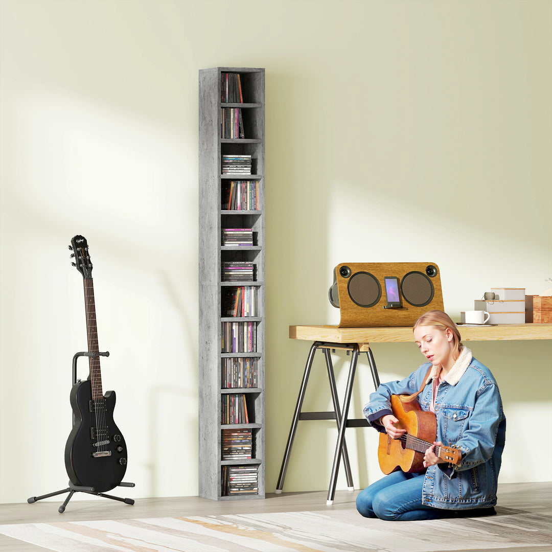 204 CD Tall Narrow Media Storage Tower - Cement Grey