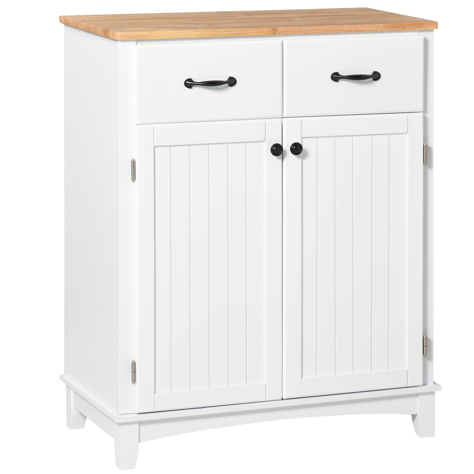 Modern Kitchen Cupboard, Wooden Storage Cabinet, Tableware Organizer with 2 Drawers for Living & Dining Room, White