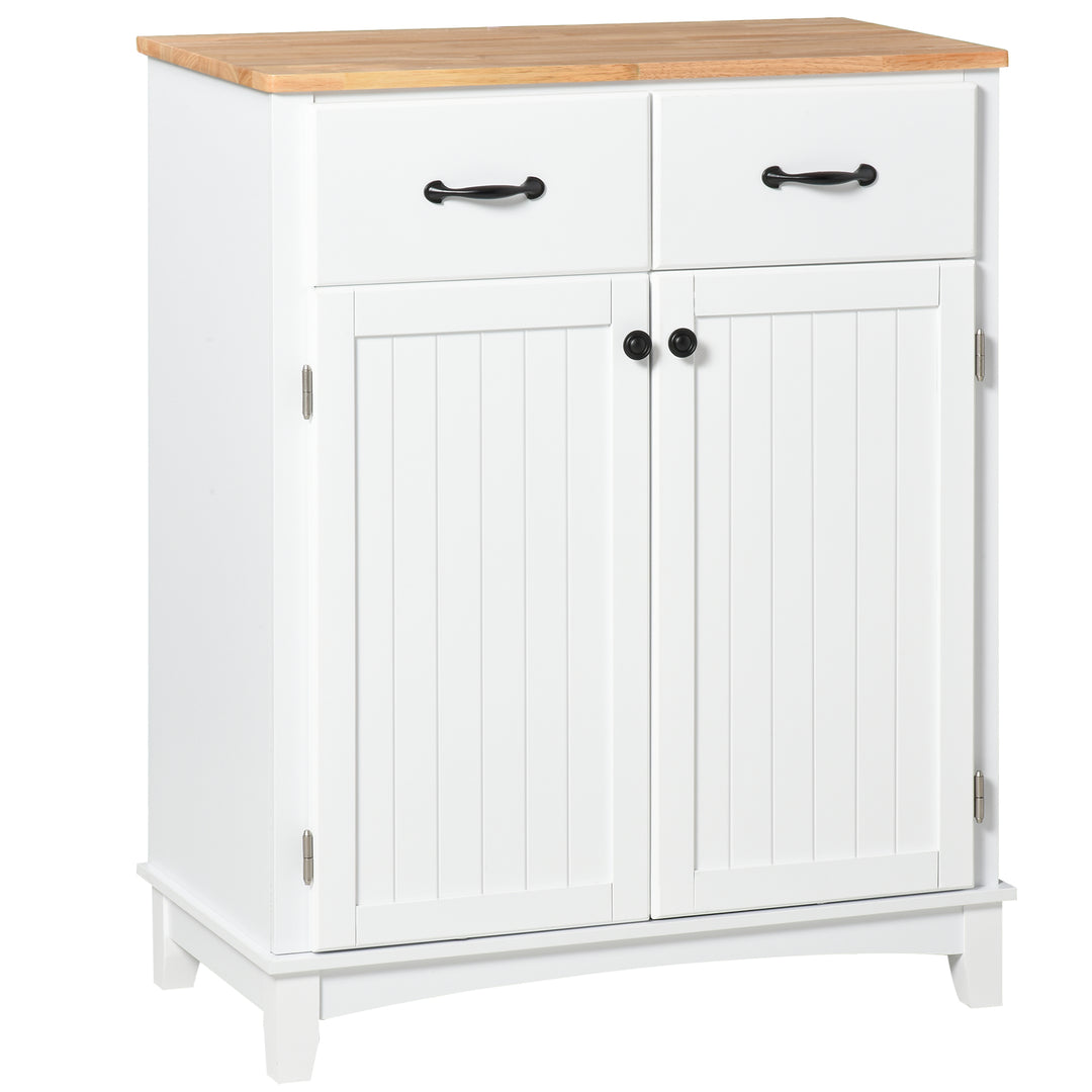 MCL Modern Kitchen Cupboard, Wooden Storage Cabinet, Tableware Organizer with 2 Drawers for Living & Dining Room, White