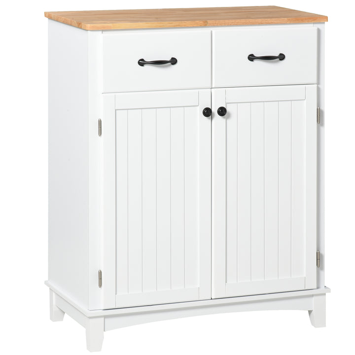 MCL Modern Kitchen Cupboard, Wooden Storage Cabinet, Tableware Organizer with 2 Drawers for Living & Dining Room, White