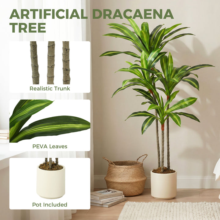 120cm Lifelike Fake Tree, Artificial Dracaena Tree with Bendable Trunk