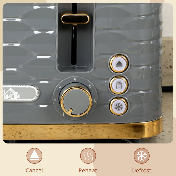 Four-Slice Rippled Toaster - Grey