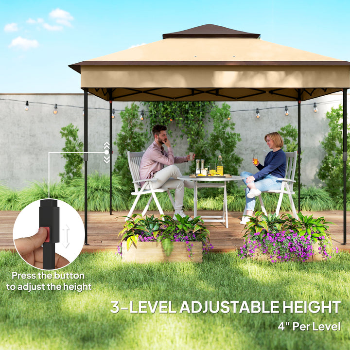 3 x 3(m) Pop Up Gazebo, Height Adjustable Instant Event Shelter with Netting and Carrying Bag, Beige