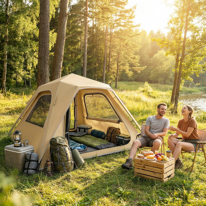 Pop Up Tent 3000mm Waterproof Camping Tents with Mesh Windows 2-3 Peop