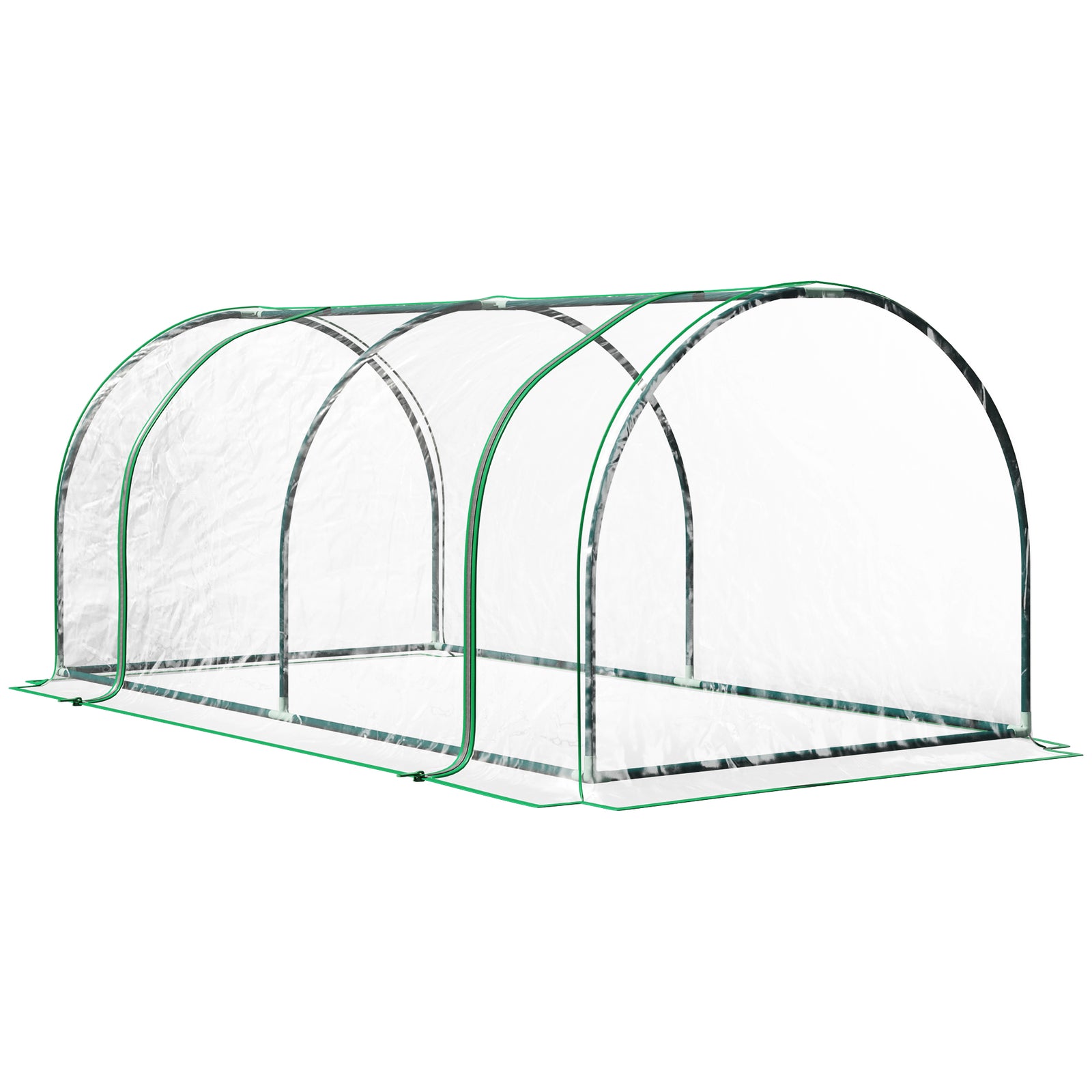 Tunnel Greenhouse Green Grow House for Garden Outdoor, Steel Frame, PVC Cover, Transparent, 200 x 100 x 80cm