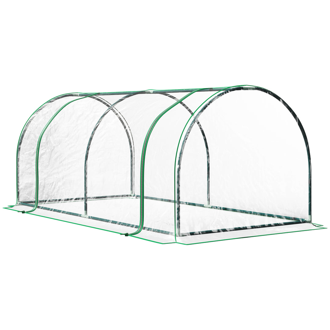MCL Tunnel Greenhouse Green Grow House for Garden Outdoor, Steel Frame, PVC Cover, Transparent, 200 x 100 x 80cm