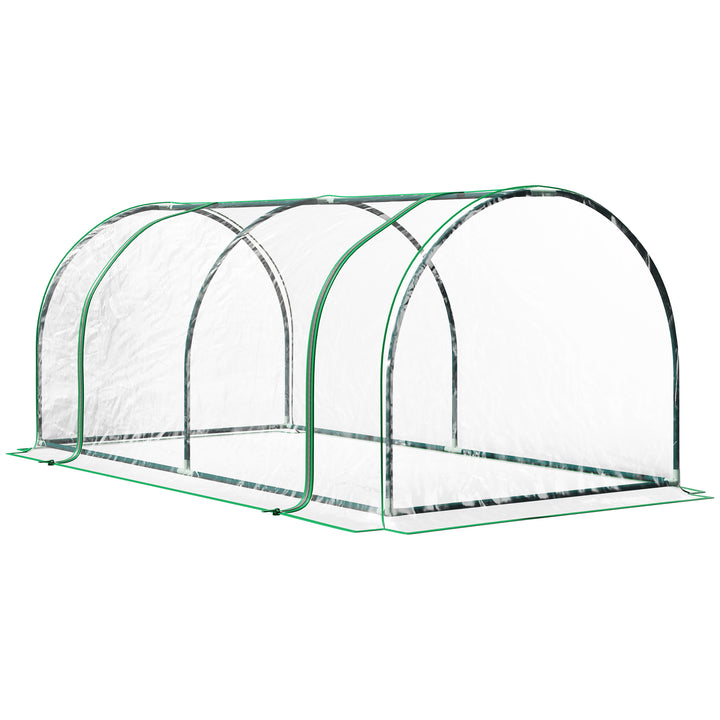 MCL Tunnel Greenhouse Green Grow House for Garden Outdoor, Steel Frame, PVC Cover, Transparent, 200 x 100 x 80cm