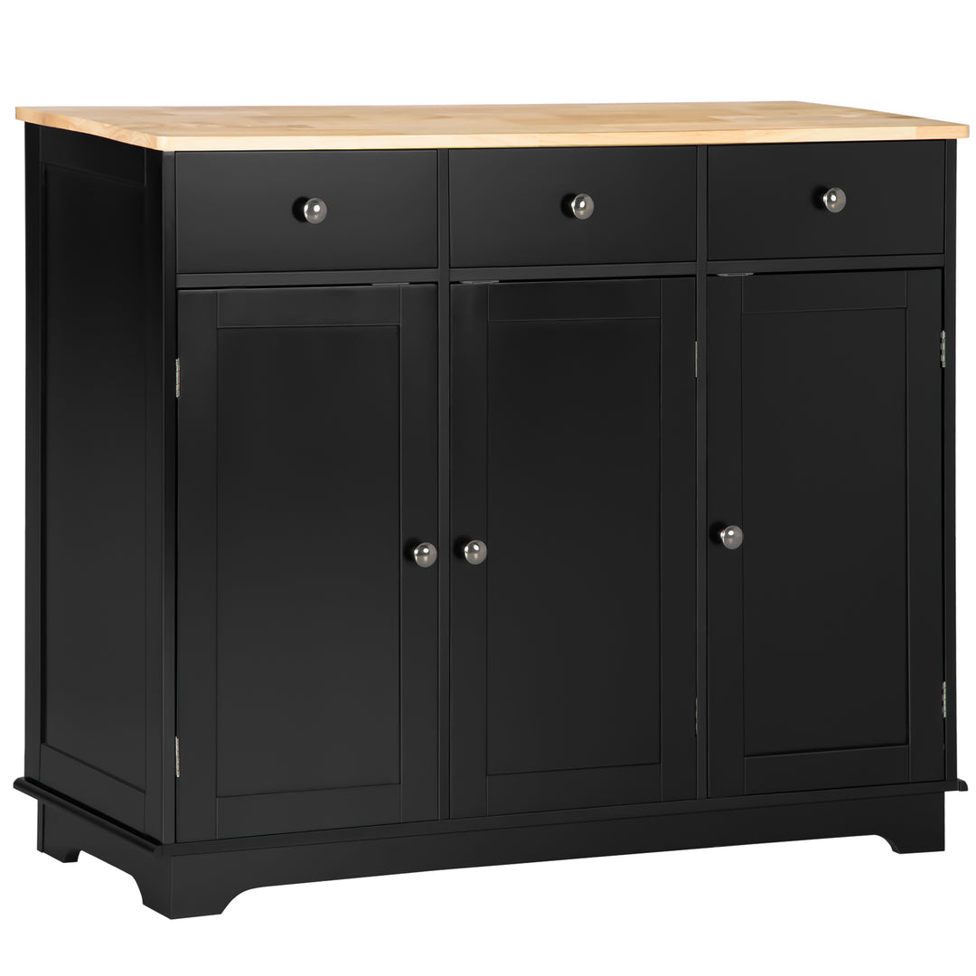 MCL Sideboard with Rubberwood Top and Adjustable Shelves for Dining Room, Kitchen - Black
