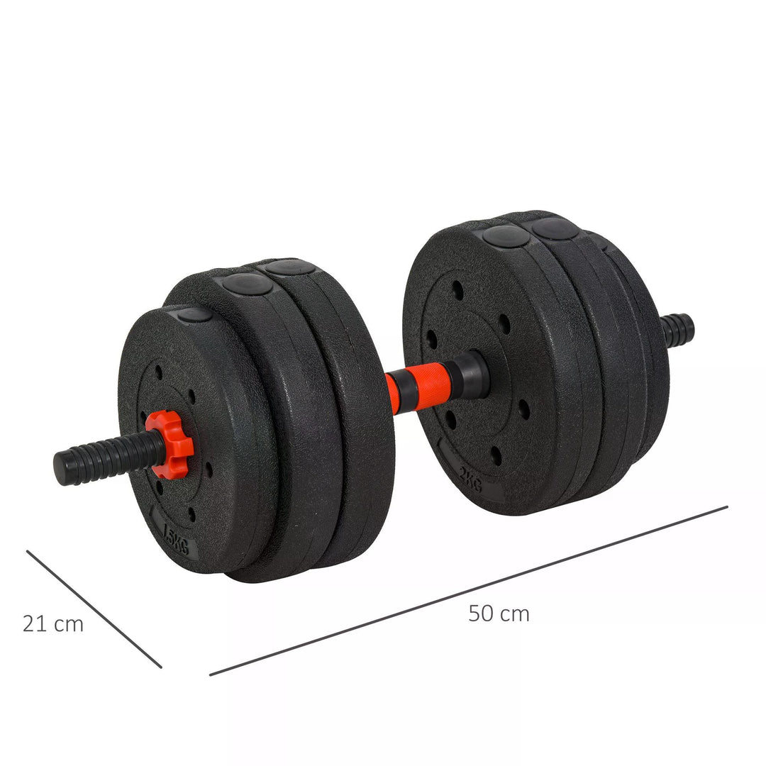 HOMCOM 25kg 2 IN 1 Adjustable Dumbbells Weight Set, Dumbbell Hand Weight Barbell for Body Fitness, Lifting Training for Home, Office, Gym, Black