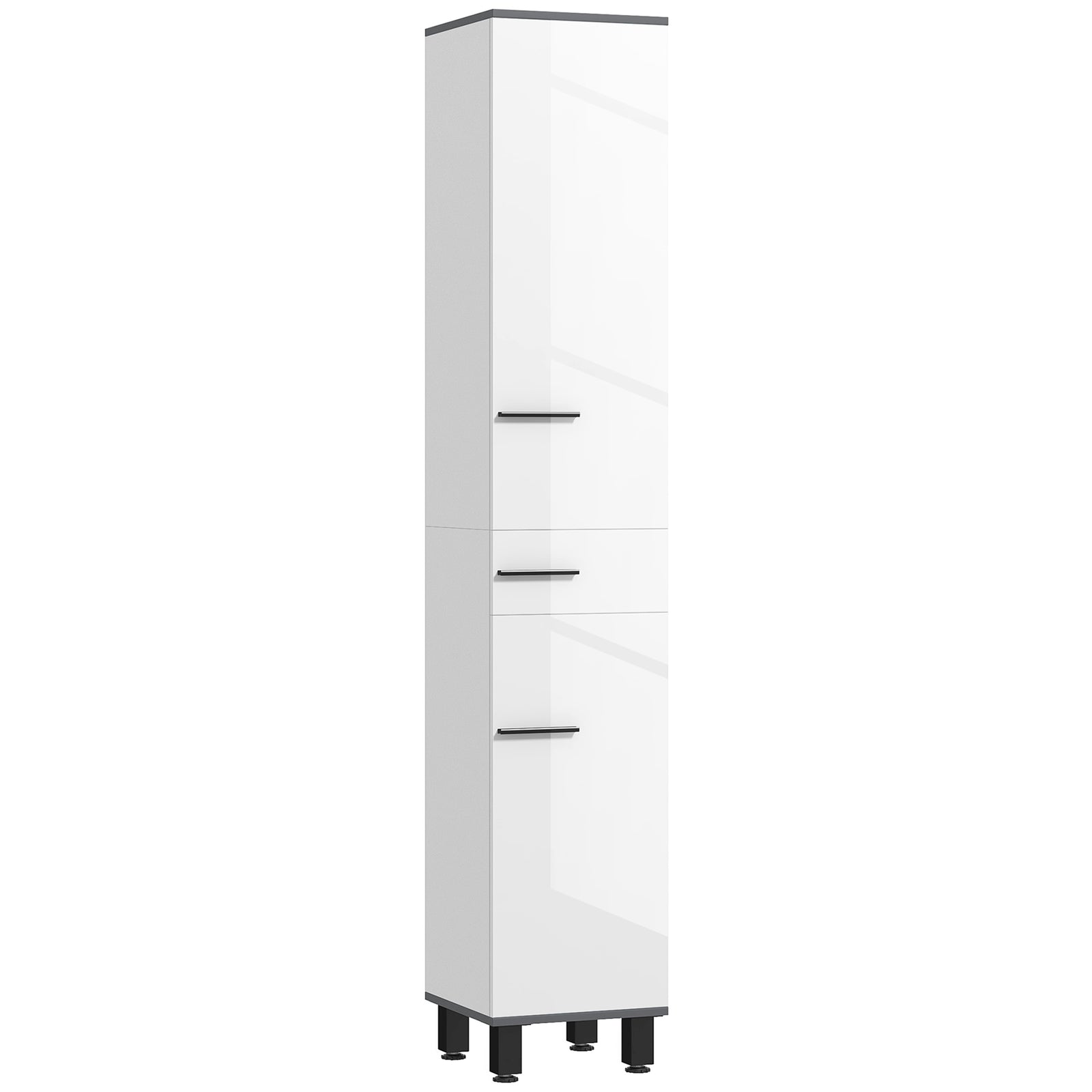 190cm Slim Bathroom Storage Cabinet - White