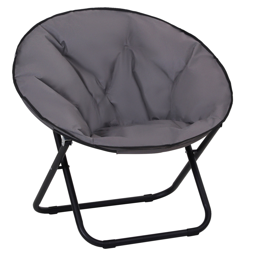 Camping Moon Chair, Portable Folding Camping Chair for Adults with Wide Padded Oxford Seat for Outdoor Camp, Travel, Fishing, Beach, Grey
