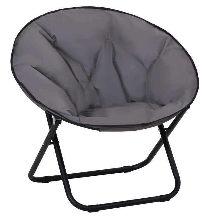 Camping Moon Chair, Portable Folding Camping Chair for Adults with Wide Padded Oxford Seat for Outdoor Camp, Travel, Fishing, Beach, Grey
