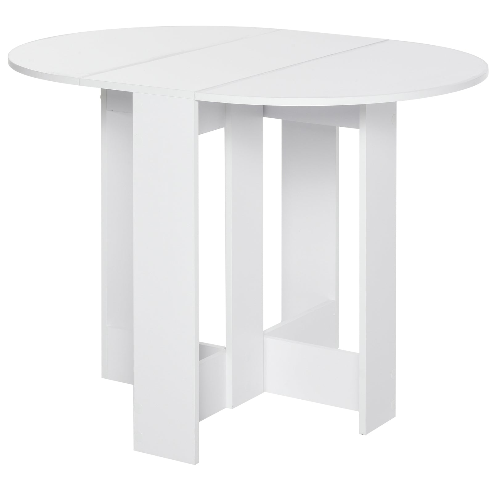 Space-saving Drop Leaf Table, Folding Dining Table for Small Space, Kitchen, Dining Room, White