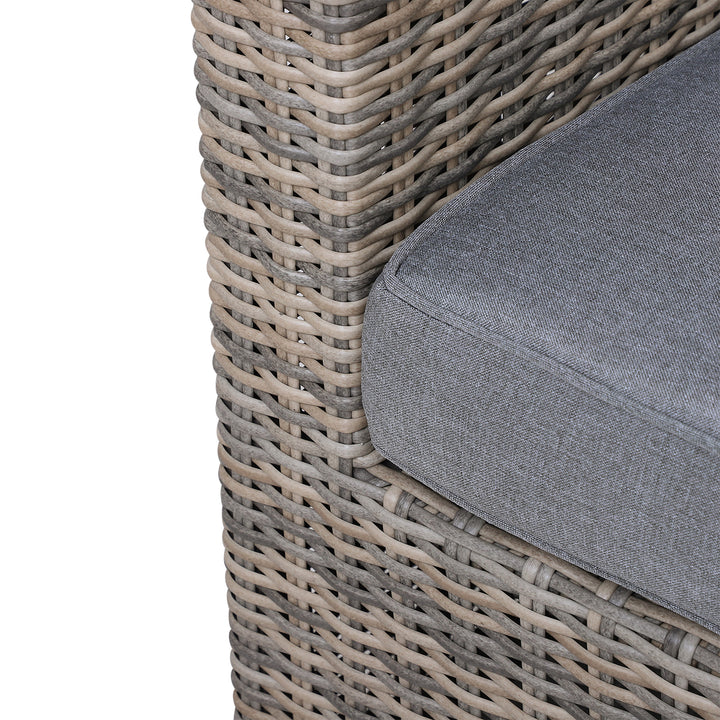 5 Piece Rattan Garden Furniture Set w/ 10cm Thick Cushions, Aluminium Frame Wicker Outdoor Balcony Sofa Set with Corner Armchairs, Ottomans, and Glass Top Table, Mixed Brown