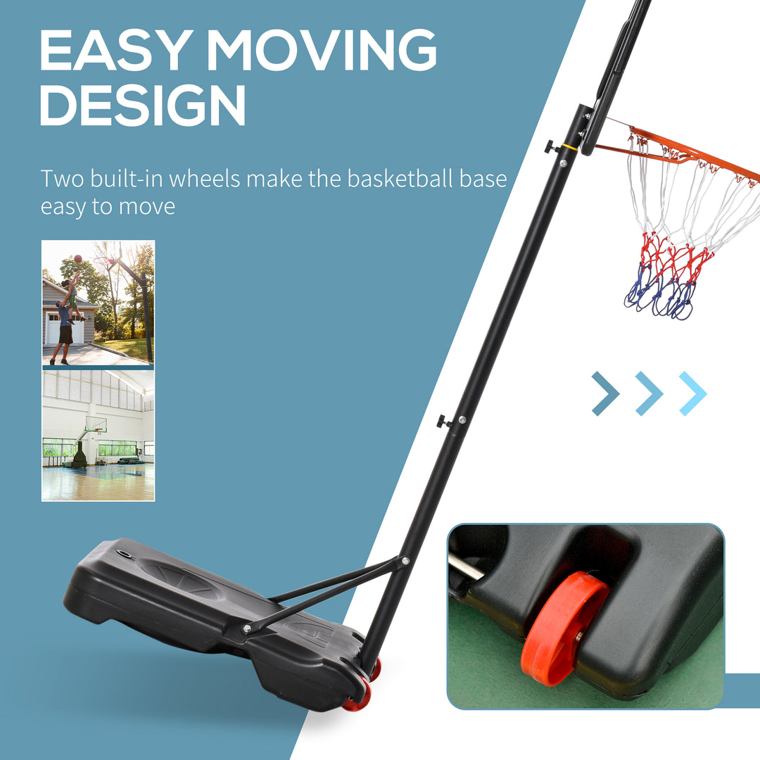 MCL Portable Basketball Hoop Stand 160-210cm Adjustable Height Sturdy Rim Hoop w/ Large Wheels Stable Base & Net Free Standing