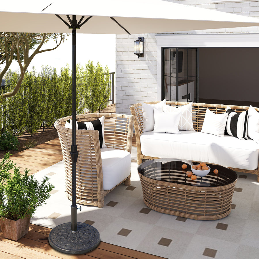 14kg Round Garden Parasol Base Holder Decorative Resin Market Umbrella Stand with Adjustable Coupler, Bronze