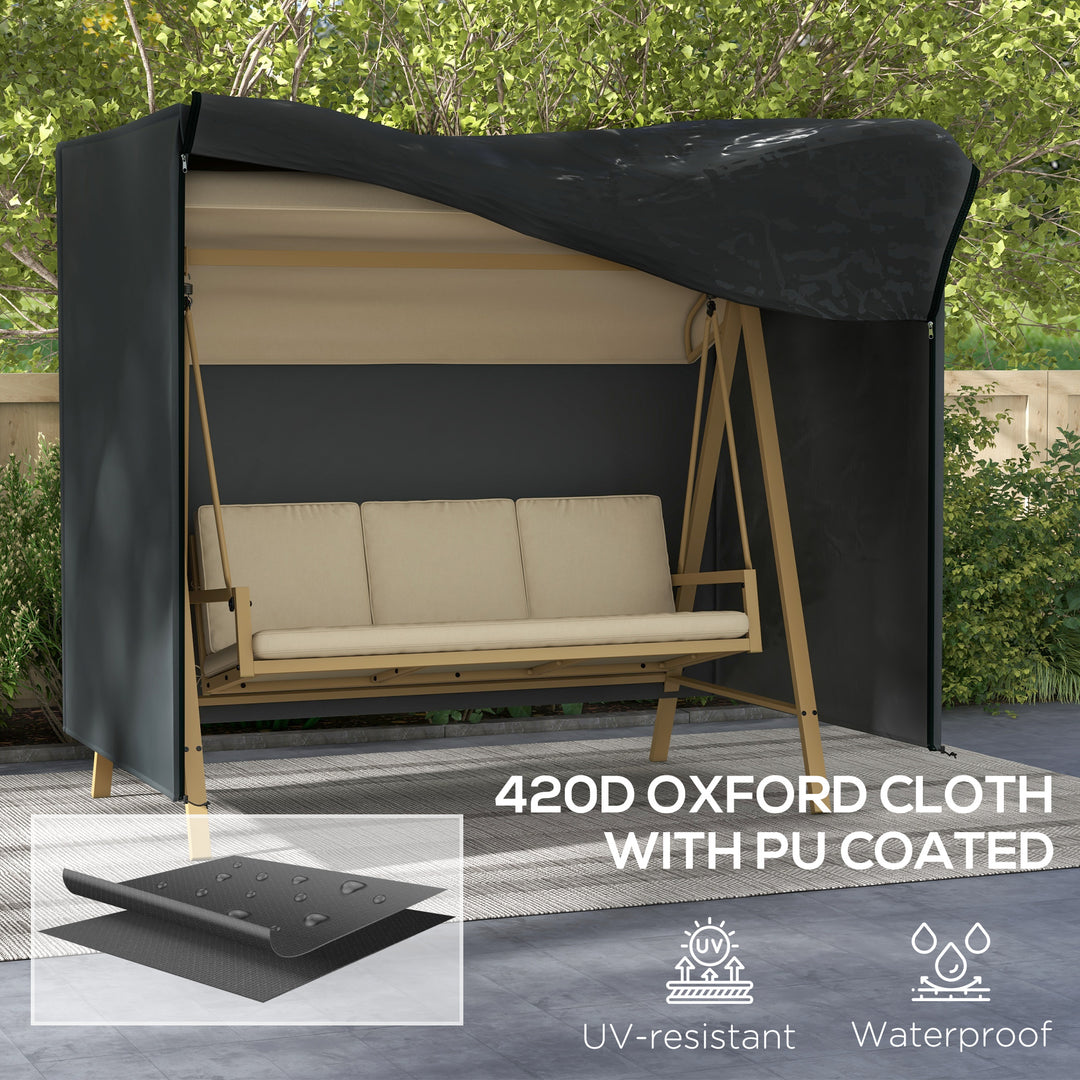 220 x 125cm Three-Seater Swing Chair Protective Cover - Black