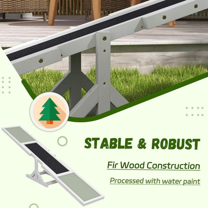 Wooden Pet Seesaw for Big Dogs, Dog Agility Equipment with Anti-Slip Surface - White