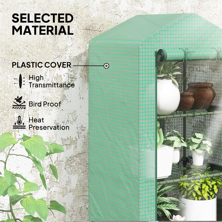 3 Tier Mini Greenhouse Portable Garden Grow House with Roll Up Door an