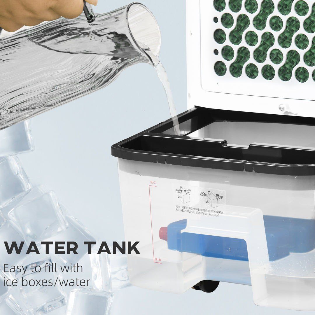 Portable Air Cooler, Evaporative Anion Ice Cooling Fan Water Conditioner Humidifier Unit with 10L Water Tank, 3 Modes, 3 Speed, Remote, Timer, Oscillating for Home Quiet Bedroom, White
