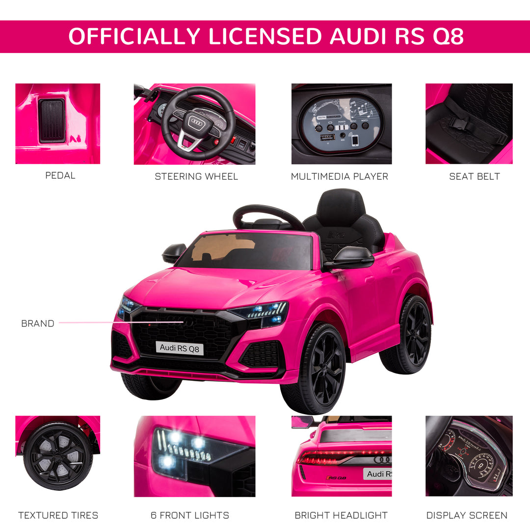 MCL Audi RS Q8 6V Kids Electric Ride On Car Toy w/ Remote USB MP3 Bluetooth Pink
