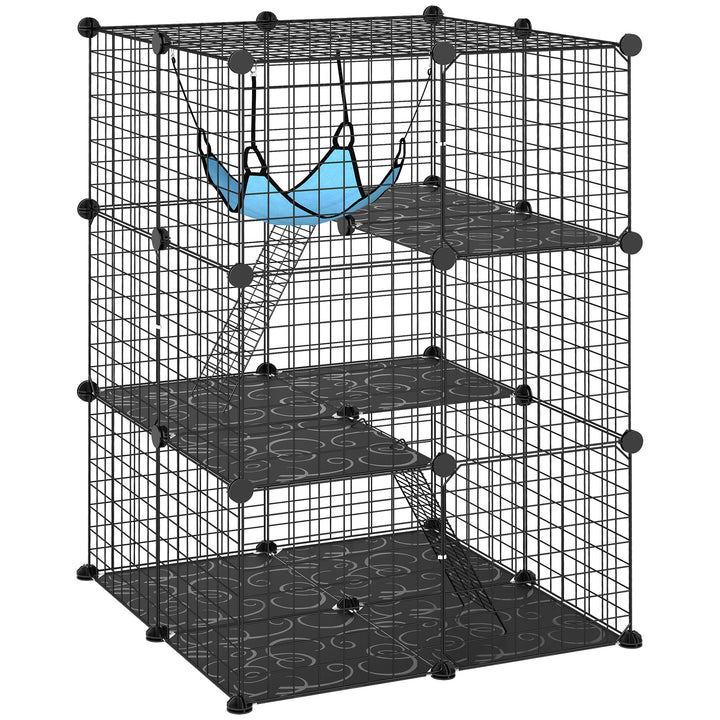 Indoor Cat Cage DIY Customizable 3-Tier Indoor Cat Enclosure with 3 Do
