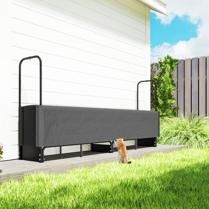 MCL 8.5ft Firewood Rack, Heavy Duty Log Storage Holder with Waterproof 600D Oxford Log Cover for Fireplace Fire Pits Outdoor Patio Wood Storage, 300 kg Large Capacity, Black