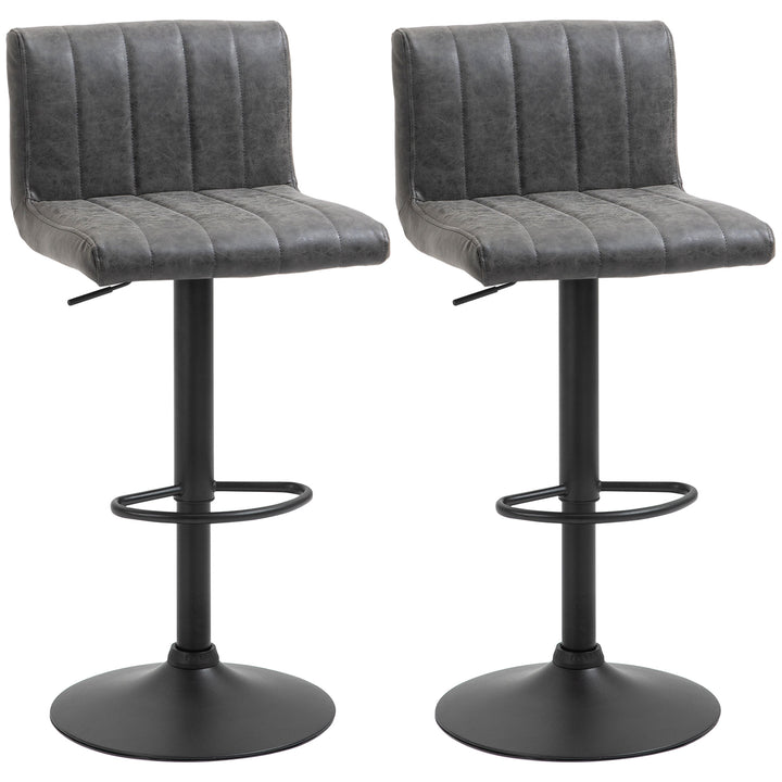 MCL Adjustable Barstools Set of 2, Swivel Counter Bar Chairs, Bar Stools with Footrest, PU Leather, Gas Lift, Grey