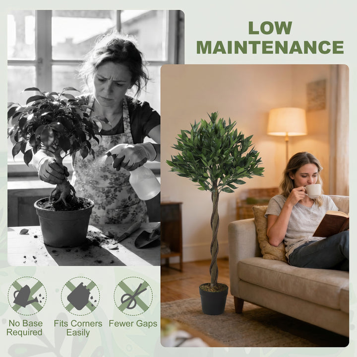 Artificial Bay Laurel Topiary Trees with Twisted Trunk, Realistic Lush