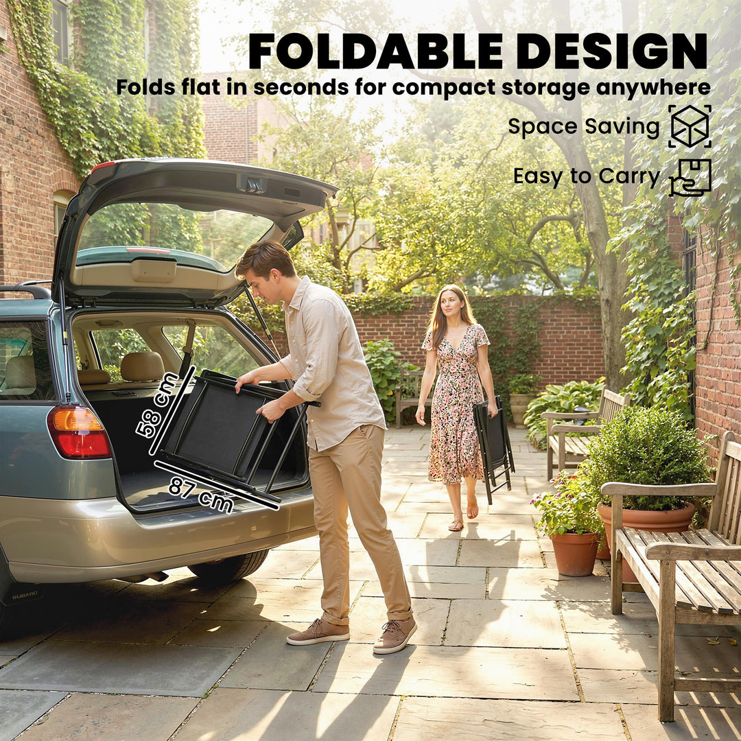 Folding Garden Chairs Set of 2, Foldable Garden Dining Chairs with Hig
