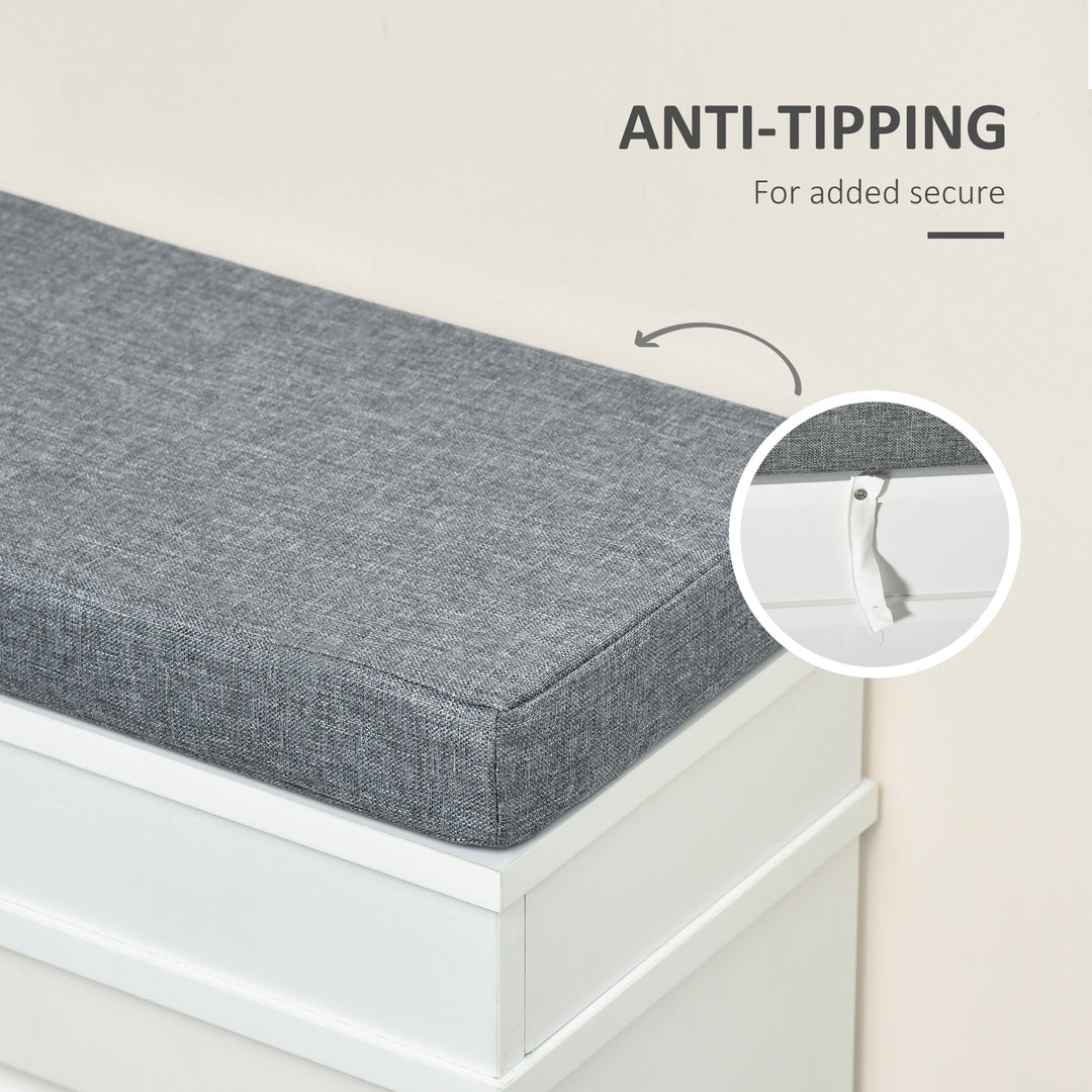 Shoe Storage Bench with Flip Drawers, Shoe Cabinet with Seat Cushion and Adjustable Shelf for Hallway, Entryway, Living Room, Bedroom, White