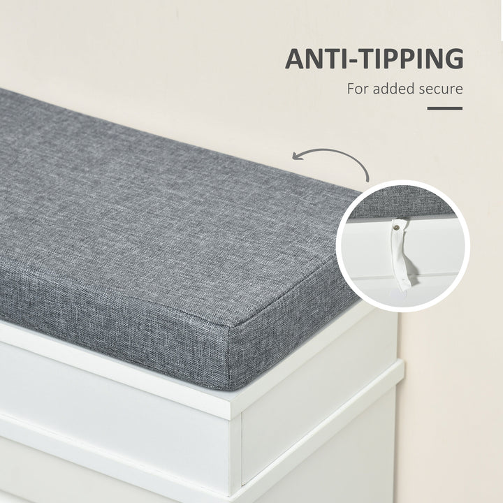 Shoe Storage Bench with Flip Drawers, Shoe Cabinet with Seat Cushion and Adjustable Shelf for Hallway, Entryway, Living Room, Bedroom, White