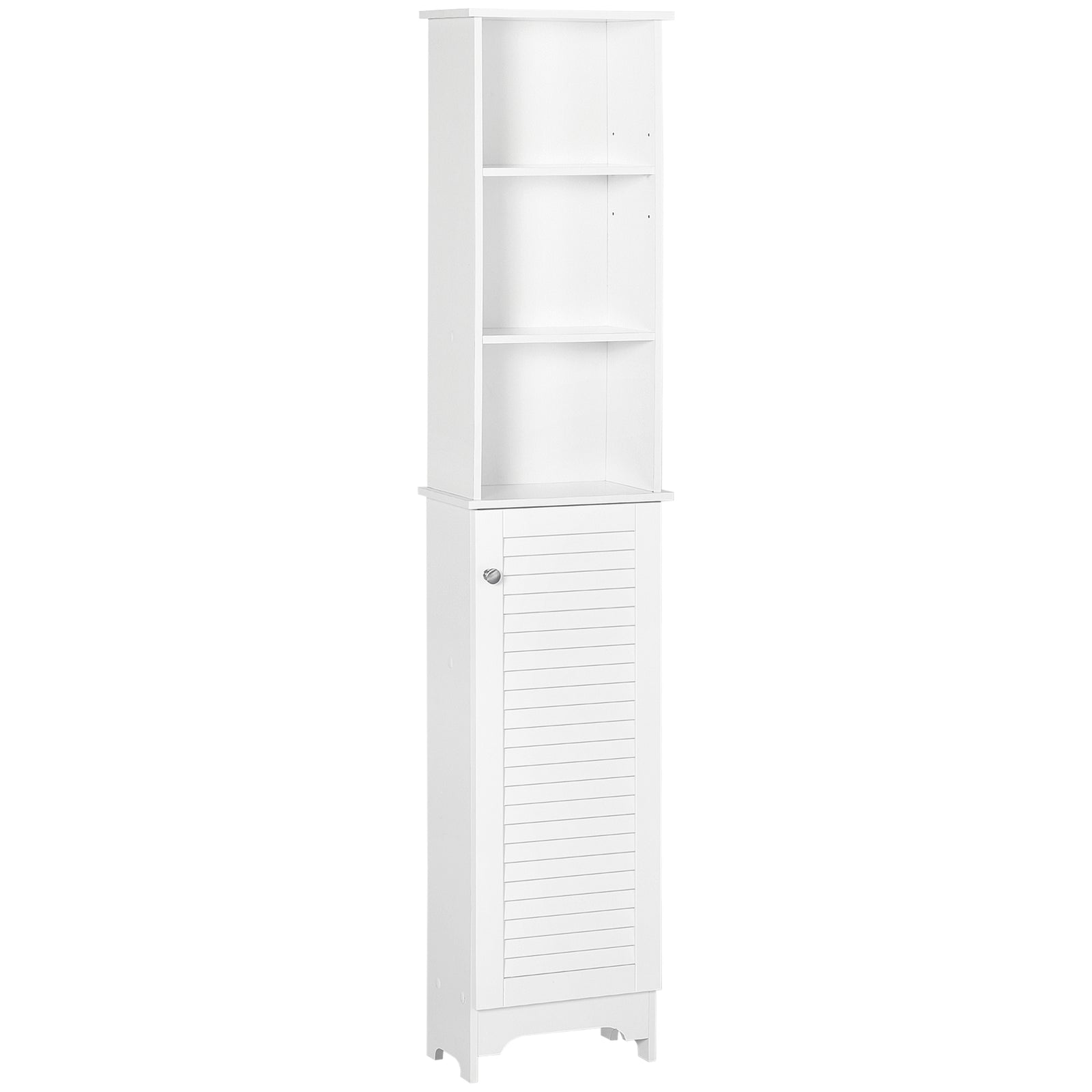 Tall Bathroom Cabinet Storage Cupboard Floor Standing Home Bathroom Furniture w/ 6 Shelves 165H x 34W x 20D cm White