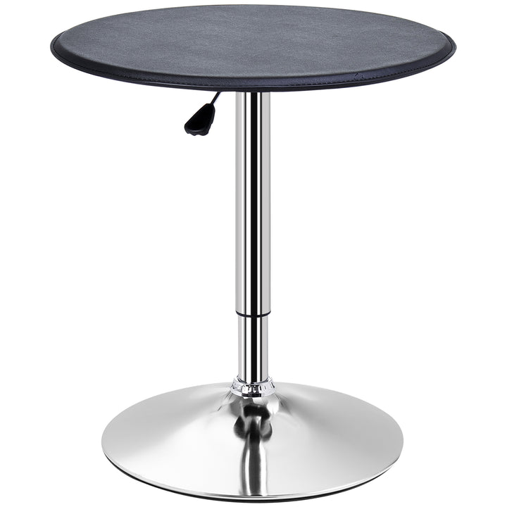 HOMCOM Adjustable Round Bistro Bar Table with PVC Leather Top Steel Base Home Kitchen Dining Desk Black | Aosom UK