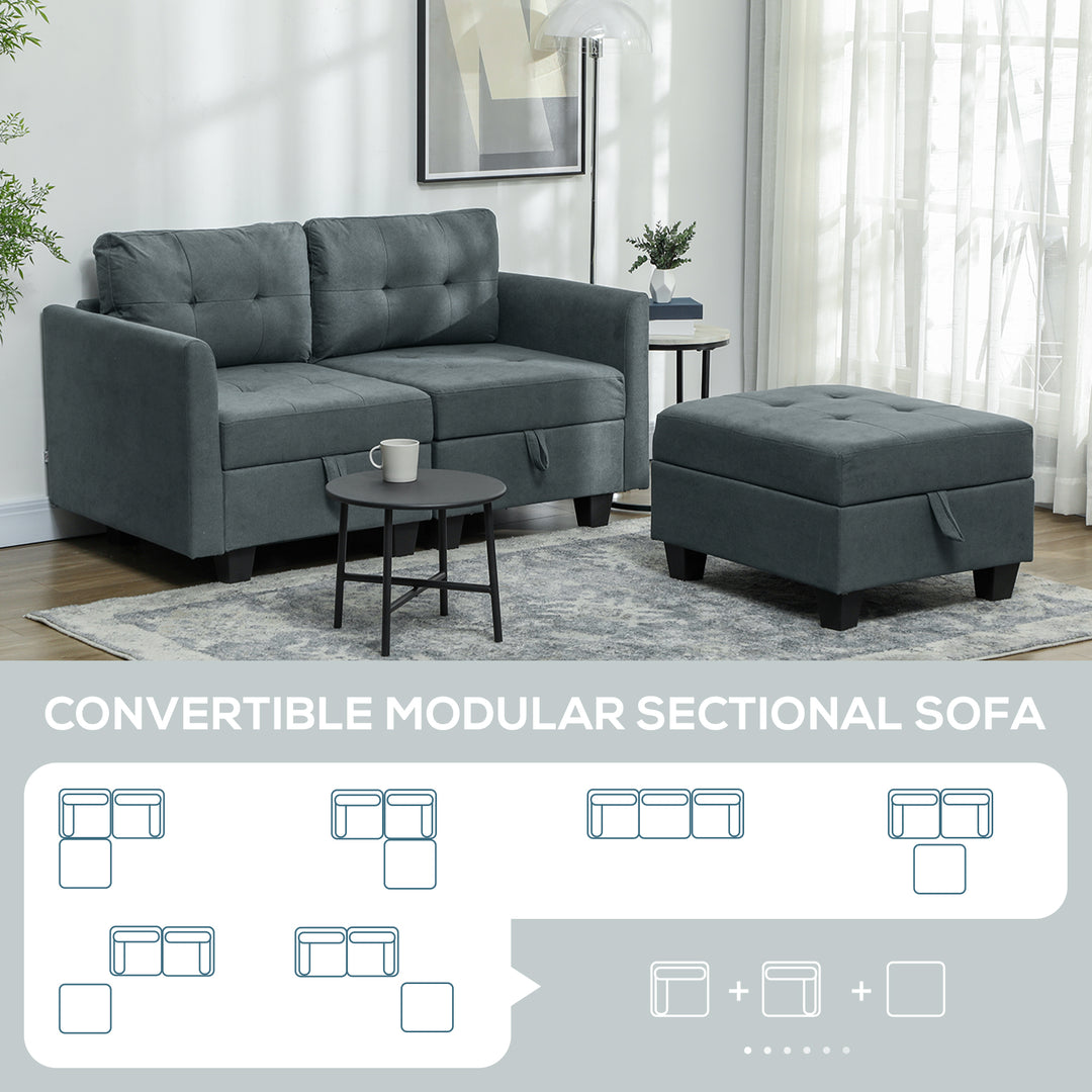 L' Shape Modular Storage Sofa - Dark Grey