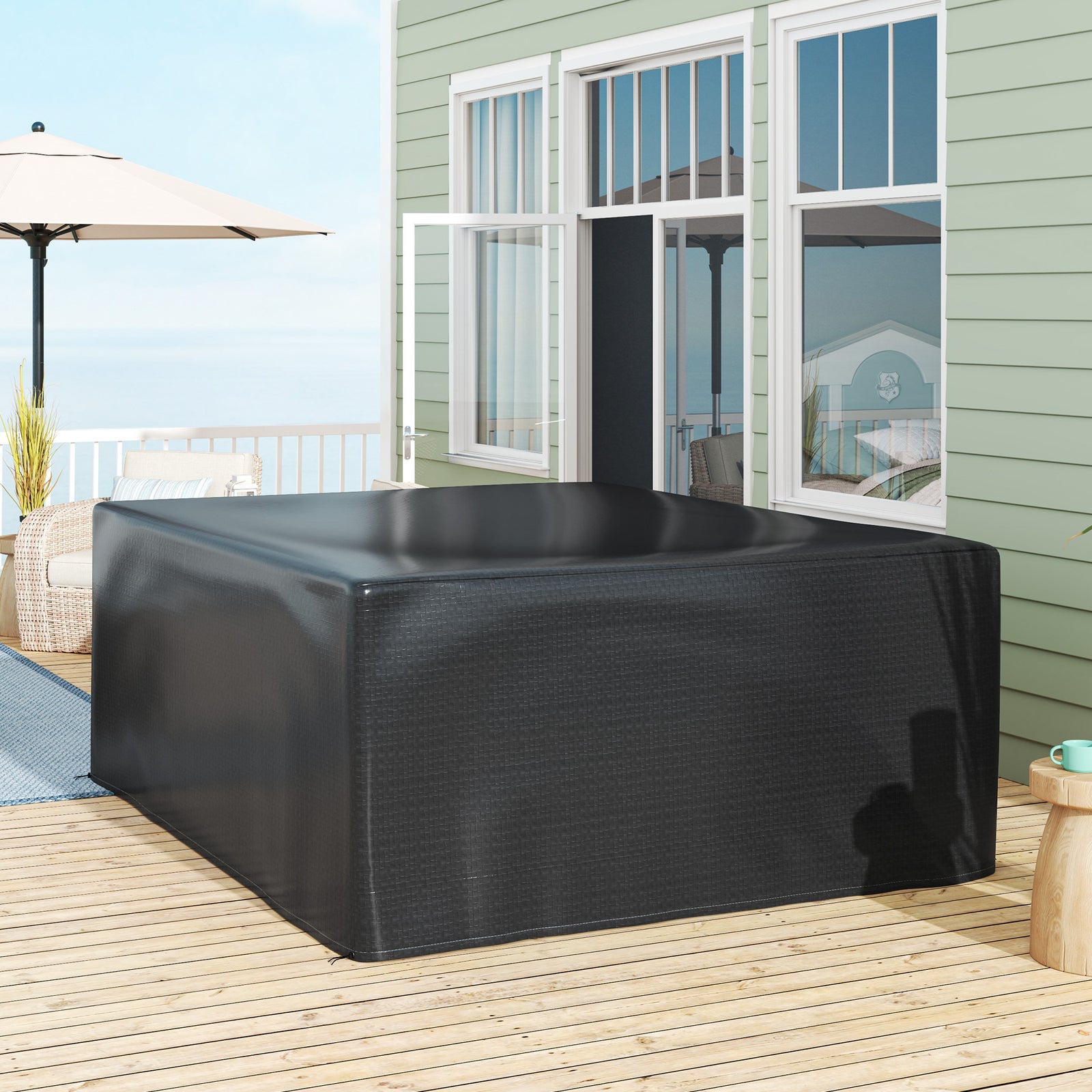 Garden Furniture Cover, Waterproof Anti-UV Large Protective Patio Set Covers, 235 x 190 x 90cm, Black