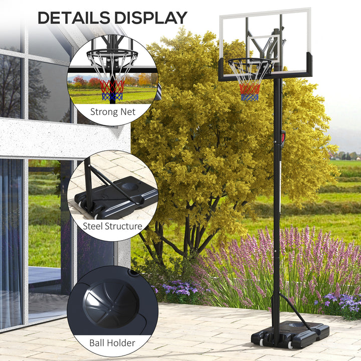 SPORTNOW 6 Level Height Adjustable Freestanding Basketball Hoop and Stand with Wheels, 2.35M-3.05M | Aosom UK