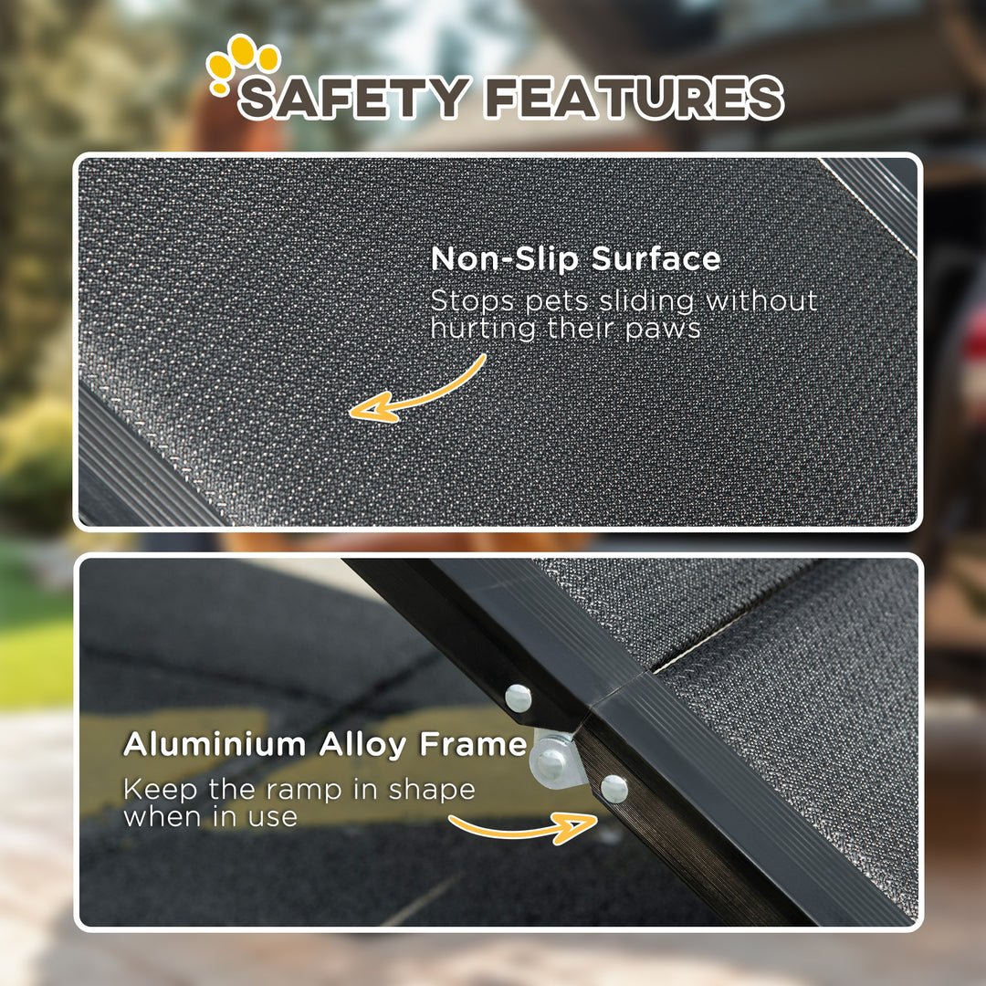 Folding Dog Ramp for Car, Portable Pet Ramp, with Non-Slip Surface, Aluminium Alloy Frame, for XL Dogs