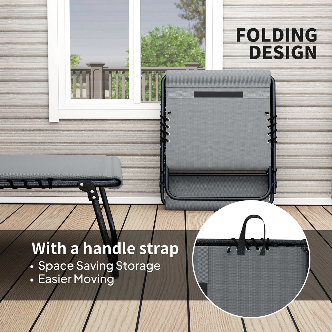 Set of Two Reclining Sun Loungers - Charcoal Grey